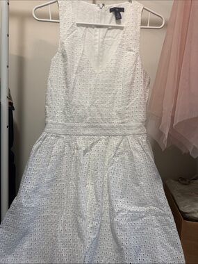 GAP White Eyelet Sleeveless Fit-and-Flare Dress